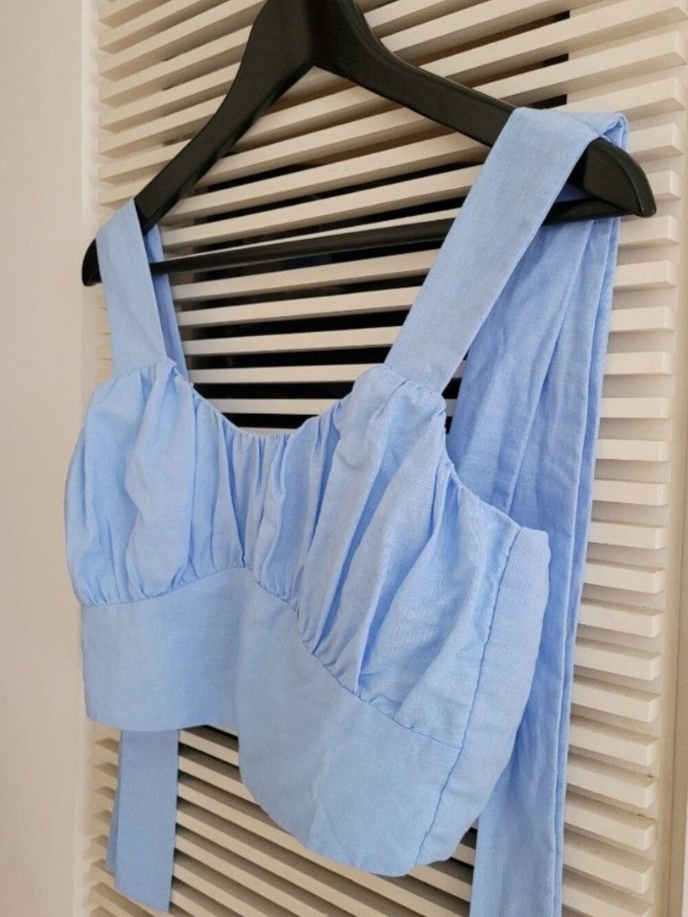 Love Bonito Amoura Linen Ruched Top (Blue) - Picture 4 of 5